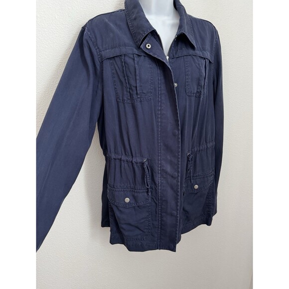 A New Day Womens Jacket M Blue Cinched Lyocell Utility Cargo Medium Lightweight - Picture 3 of 6